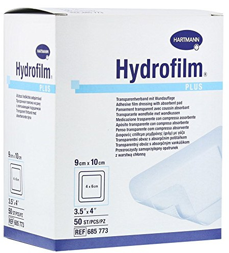 HARTMANN 6857730 Hydrofilm Plus Transparentverband, 10cm x 9cm, 50 Stück