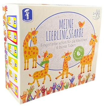 Feuchtmann MEINE LIEBLINGSFARBE Basic - Farbset 6 x 75g Fingerfarben in Tuben, hautfreundliche Fingermalfarbe auf Wasserbasis, Malfarben auswaschbar (ab 2 Jahre)
