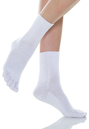 Relaxsan 650C (Bianco, Tg.6) Calze con Dita Uomo Donna, Senza Elastico, Senza Compressione, Piedi Diabetici, Cotone e Argento