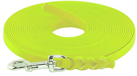 LENNIE BioThane Schleppleine, 19mm, Hunde ab 35kg, 20m lang, ohne Handschlaufe, Neon-Gelb, geflochten