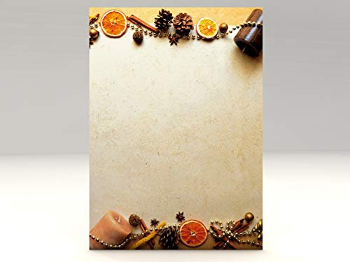 Weihnachtsbriefpapier Set „Weihnachtsduft“ – 50 Blatt DIN A4 + 50 Kuverts mit Fenster – Motivpapier & Umschläge für Weihnachtspost – Made in Germany