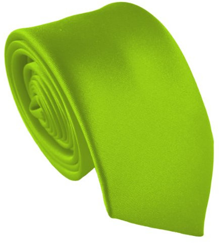 Great British Tie Club Hombres Satén Flaco Corbatas - 24 Colores (Lima Verde)