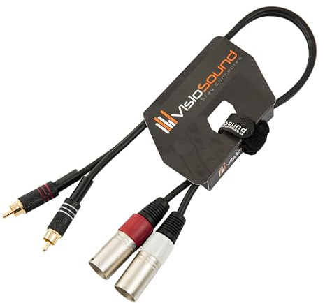 2x Male XLR to 2x RCA Phono Plug Twin Lead Audio Signal Patch Cable (0.5m)