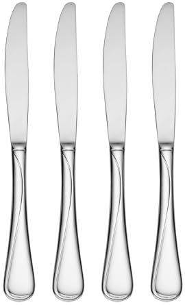 Oneida Silverware Set For 4, Flight Everyday Dinner Knives Flatware Set of 4, Stainless Steel Cutlery Sets, Dishwasher Safe Utensils, Utensil Sets, Butter Knife, 4-Piece Dinner Knife (Silver, 4 Piece)