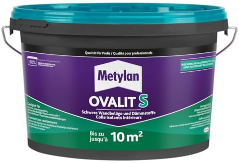 Metylan Ovalit S Spezialwandbelags-Kleber, 1x900g | Gebrauchsfertiger gefüllter Wandbelagsklebstoff für schwerste Wandbeläge, sehr hohe Klebekraft und Anfangshaftung