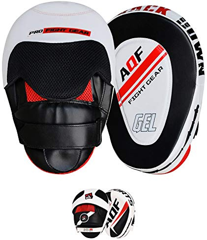 AQF Pratzen Boxen, Rex Leder Handpratzen für Muay Thai Kickboxen Training | Gebogene Handfläche Boxing Pads, Sicherer Halt, Trainerpratzen, Boxpratzen Für Cardio-Training, Kampfsport, Taekwondo Karate