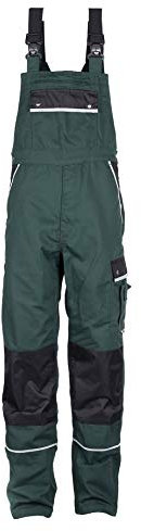 TMG® | Lange Arbeitslatzhose Herren, Grüne Latzhose mit Kniepolstertaschen aus Cordura, viel Stauraum, robust | 52