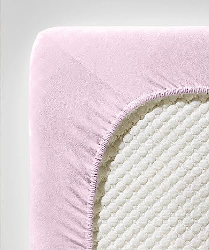 fleuresse Comfort Spannbettlaken (96 % Baumwolle, 4 % Elasthan), mit Rumdumgummizug, Ökotex Standard 100, für Matratzen bis 26 cm Höhe, 90 - 100 x 200 - 220 cm, rosa