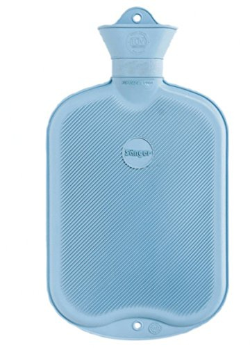 Wärmflasche Faba Care by Sänger 2 L Gummi, Naturgummi, 1 Seite Lamellen, Premium Gummiwärmflasche, Hellblau