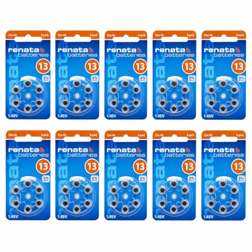 60 Stück Renata ZA 13 Hörgerätebatterie - 310 mAh 1,4 V