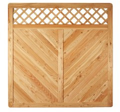 Stilvolle Sichtschutz Garten Zaun Elemente aus Lärche in Profilbrett - Optik mit Rankgitter Mosel in den Maßen 180 x 180 cm (Breite x Höhe)