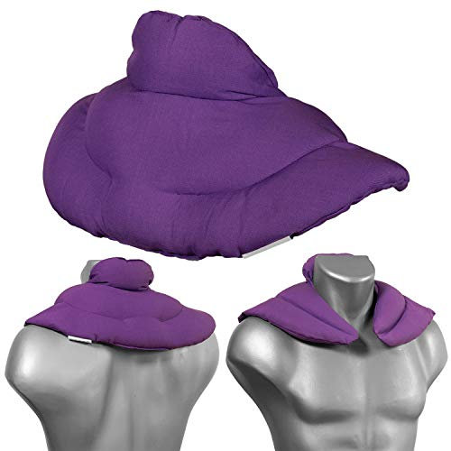 Cojín cervical de calor con cuello. Violeta. Almohada térmica con huesos de cerezas. Cojín de nuca. Saco térmico de semillas