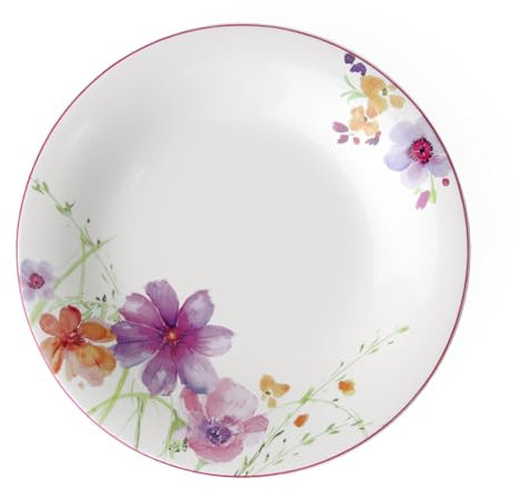 Villeroy & Boch Mariefleur Basic Frühstücksteller, runder Teller mit verspieltem Blumendekor aus Premium Porzellan, spülmaschinenfest, 21 cm