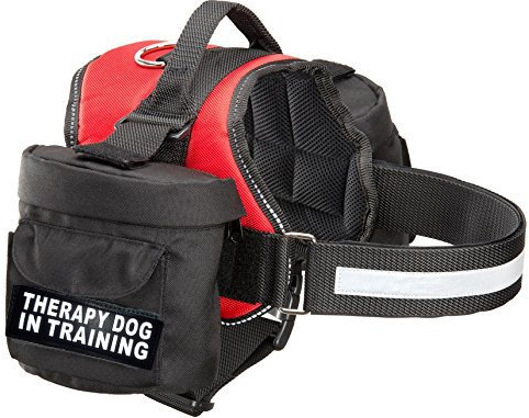 Therapie Hund im Training Geschirr mit abnehmbarer Satteltasche Rucksack Geschirr Tragetasche Reisen 2 abnehmbare Patches Bitte messen Sie Ihren Hund vor der Bestellung