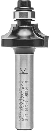 ENT 09806 Beading Cutter TC Shank (S) 8 mm, Diameter (D) 22,7 mm, NL 9,5 mm, R 5 mm, SL 32 mm, with Ball Bearing