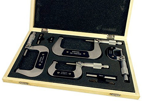 SOGI MIC-0-100 MICROMETRI PER ESTERNI IN SET 4 PZ DA 0-100 mm. MICROMETRO CENTESIMALE ASSORTIMENTO