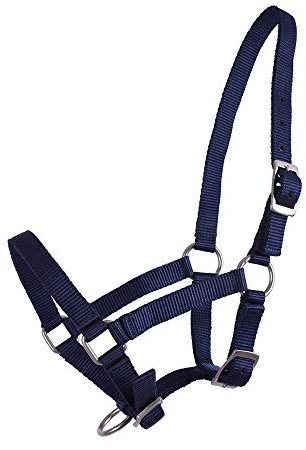 QHP Nylonhalfter Fohlen-Halfter 3fach verstellbar stark (Pony-Fohlen, Dunkelblau)