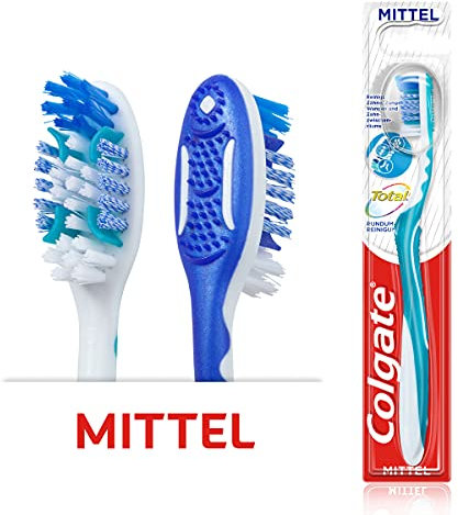 Colgate Total - Spazzolino da denti, medio, 1 pezzo, pulisce superfici dentali, lingua, guance e fino a fondo negli spazi interdentali