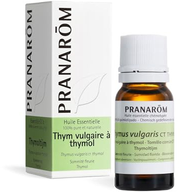 PRANAROM Aceite Esencial Tomillo Timol BIO 10 ml – Respiratorio AEQT Puro | 100% puro y quimiotipado AEQT. Tomillo timol para bienestar respiratorio y aromaterapia.