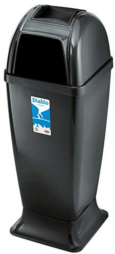 Savino Fiorenzo Bidone per rifiuti immondizia Secchio pattumiera Nero con posacenere 50 Litri