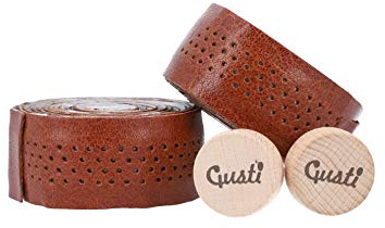 Gusti Leder Lenkerband Fausto C. – 200 cm Griffband selbstklebend (2er Set) – Gravelbike- & Rennrad Lenkerband Leder inkl. Korkstopfen für sicheren Halt