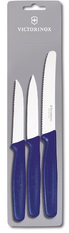 Victorinox 3-TLG. Gemüsemesser-Set Küchenmesser Standard (Blau)