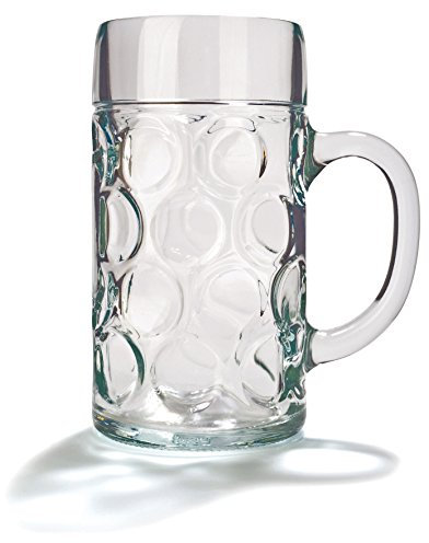 drinkstuff 04533/80 German 2 Pint Glass Beer Tankards