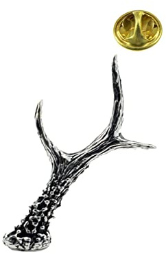 Anstecknadel mit Rehgeweih, Hartzinn