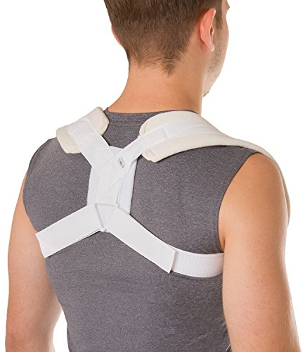 BraceAbility Clavicle Support Brace - Figure 8 Upper Back Brace Posture Corrector for Women and Men, Shoulder Straightener, Kyphosis Relief, Sling for Injuries and Fractures (Medium)