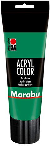 Marabu 12010025067 - Acryl Color saftgrün 225 ml, cremige Acrylfarbe auf Wasserbasis, schnell trocknend, lichtecht, wasserfest, zum Auftragen mit Pinsel und Schwamm auf Leinwand, Papier und Holz
