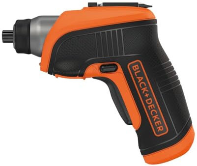 Black+Decker Akku-/ Winkelschrauber (3,6V, 1,5Ah Li-Ion, Winkelaufsatz, 8 Positionen, autom. Spindelarretierung, Rechts-/Linkslauf, LED-Arbeitsleuchte, magnetische Bit-Aufbewahrung) CS3652LC