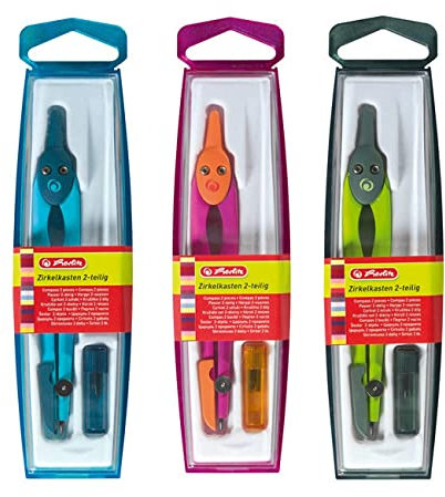 herlitz Zirkelkasten 2-teilig, farbig sortiert