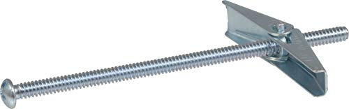 Hillman 15 Pcs Toggle Bolts (1/4 x 4) | Round Head Machine Screw Anchors for Hollow Walls | Zinc Plated Heavy Duty Fasteners for Drywall, Plaster, Tile & Hollow Block Mounting