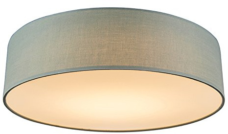 Qazqa led Modern Stoff Deckenleuchte, Deckenlampe - Drum Led - Grün, Rund, 2700K, warmweiß, 40cm, Ideal als Bürolampe, Flur, Schlafzimmerlampe und Wohnzimmerlampe