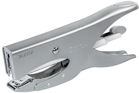 Leitz Heftzange, Für 40 Blatt, Ergonomisches Design aus Metall, Hinterlademechanik, Für Heftklammern P3 (24/6, 26/6) oder P4 (24/8), Silber, 55490081