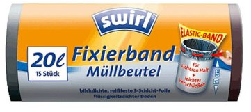 Swirl Müllbeutel/4006508174201 20 l schwarz Fixierband Inh.15