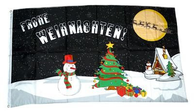 Fahne/Flagge Frohe Weihnachten schwarz NEU 90 x 150 cm