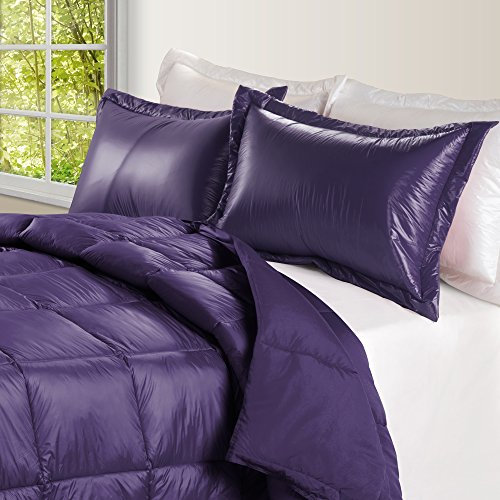 Cotton Loft Puff Daunendecke für drinnen und draußen, wasserabweisend, mit extra starkem Nylonbezug, für Doppelbetten, Violett