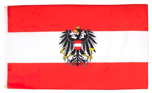 AZ FLAG Flagge Österreich mit Adler 250x150 cm Polyester 100D 2 Ösen | Für innen und außen Österreichische dekorative Flagge doppelte Nähte und verstärkte Kanten mit Metallösen 100D Polyester