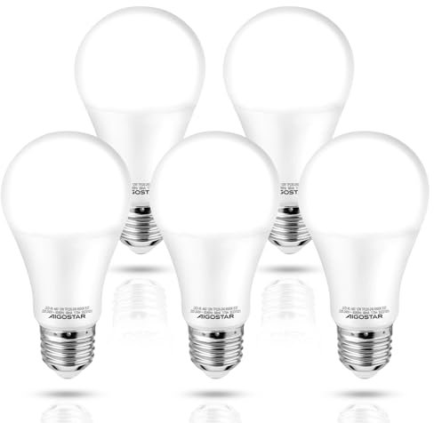Aigostar Led Lampe E27 Kaltweiß 12W Leuchtmittel Licht 6500K 1170Lumen Abstrahlwinkel 280 Grad Tropfenform Birnen 5 Stück