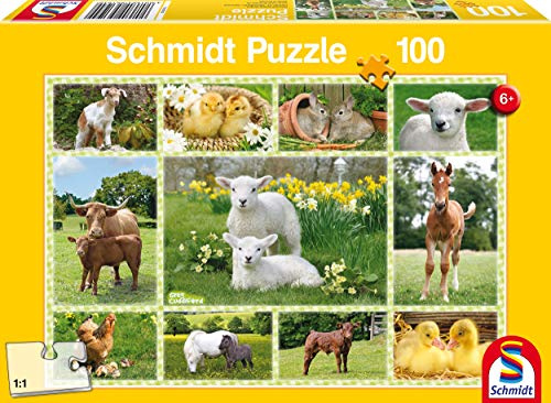 Schmidt Spiele 56194 Tierkinder auf Bauernhof Puzzles, 100 Teile