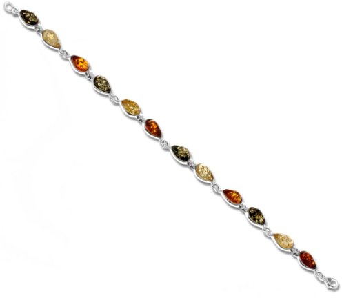 InCollections Damen-Armband 925/000 Sterlingsilber mit Bernstein, multicolour 0010214014890