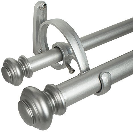 Decopolitan 2,5 cm urna Doppia Finestra Trattamento Asta Set, Metallo, Antique Silver, 36 to 72