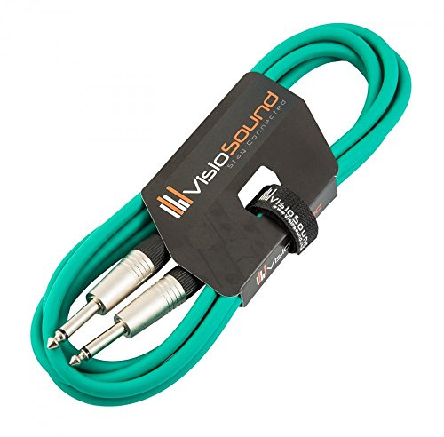 Guitar Lead 6.35mm 1/4 Mono Jack to Jack Instrument Cable (Green, 3m) | Noiseless OFC Instrument Patch Cable for Electric Guitar, Bass, Amp, Mixer, Keyboard, Pedal, Studio / 6 Colours
