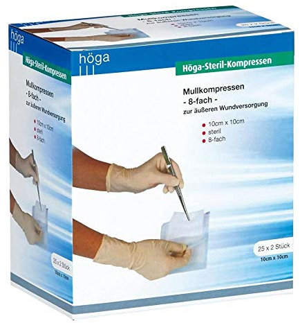 Höga Steril Kompressen 10x10 cm 8fach