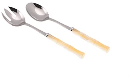 Rivadossi Sandro 5702I16 Bamboo Set de 2 Pièces Salade avec Boîte Acier INOX 18/10 + Matière du Manche PMMA Vert Olive