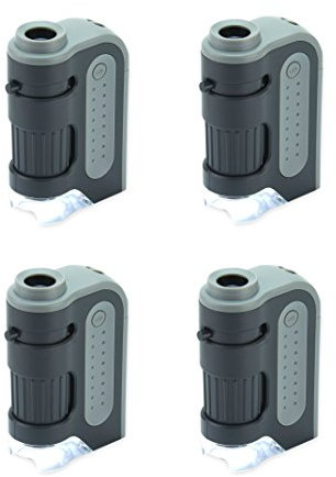 Carson MicroBrite Plus 60x-120x LED Taschenmikroskop mit asphärischem Linsensystem, 4er Set (MM-300MU)