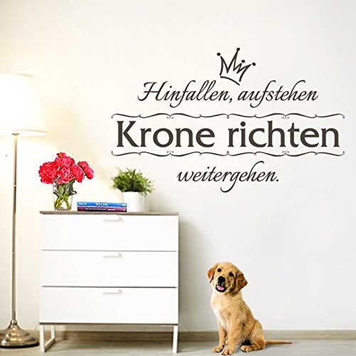 Grandora W5012 Wandtattoo Spruch Hinfallen aufstehen Krone richten weitergehen schwarz (BxH) 30 x 19 cm