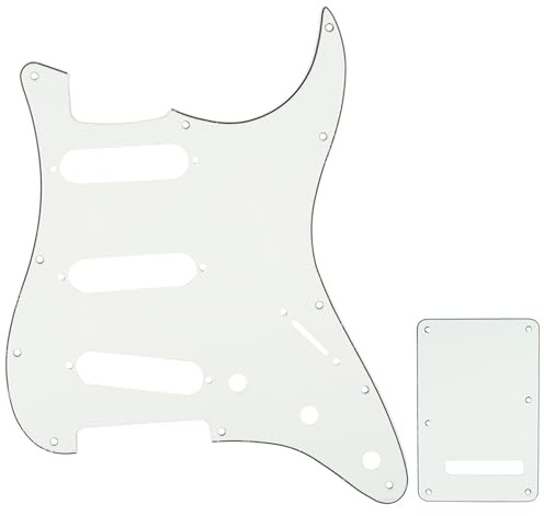 Musiclily SSS Strat Schlagbrett Pickguard und Tremoloabdeckung Back Plate Set für Fender American/Mexican Standard Stratocaster Modern Style E-Gitarre, 3 lagig Pergament