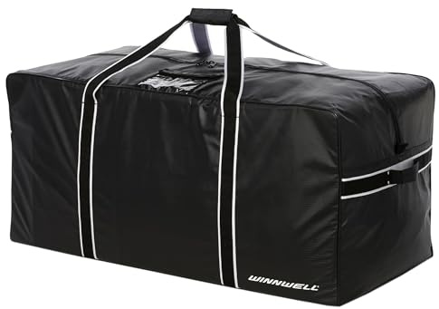 Winnwell Classic Team Hockey Bag - Sports Equipment Bags for Ice Hockey, Football, Ringette Gear - Stores Shoulder Elbow Shin Pads, Gloves, Skates, Neck Guard, Helmut, Tape (Senior Black)